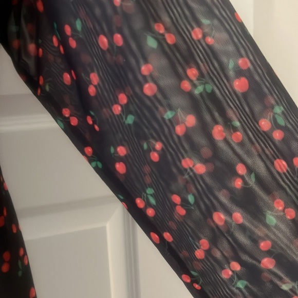 ASOS cherry sheer black and red midi dress plus size 24 fully lined indie boho - Picture 4 of 15